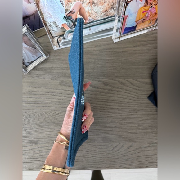 Hermes fabourg corner case in blue wool, large model - Picture 9 of 9